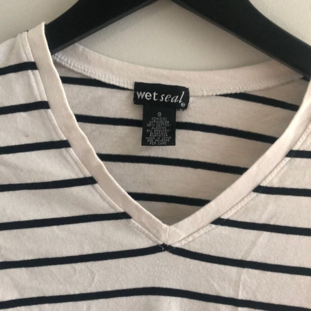 FREE With Purchase Wet seal white t shirt w black stripessmall - Picture 2 of 2